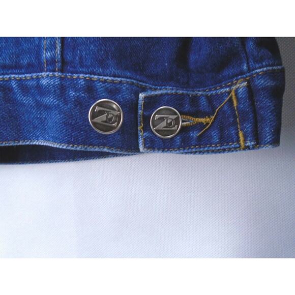 Vintage Cyber Y2K zana di Blue Denim Jean Jacket Boxy Crop Denim Coat Size Large - Picture 7 of 9